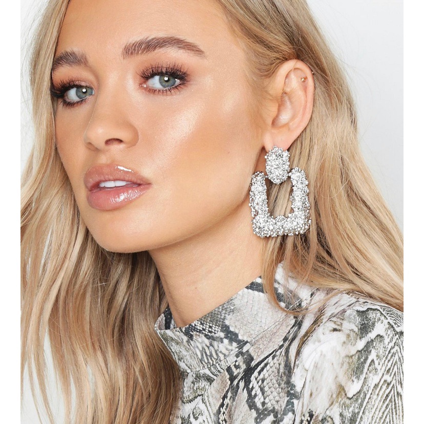 Statement Earrings | Silver Square